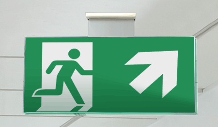 [SECET30SC] SECET30SC - segnale vetro CRYSTAL sospesa uscita emergenza dx alto EN 7010 E002