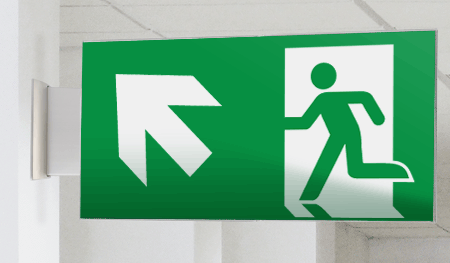 [SECET31BC] SECET31BC - segnale vetro CRYSTAL bifacc.uscita emergenza sx alto EN 7010 E001