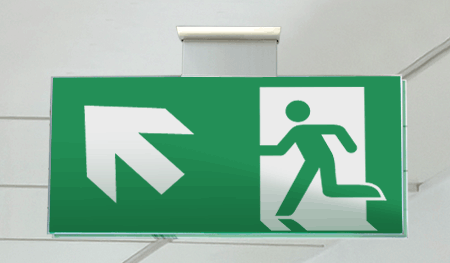 [SECET31SD] SECET31SD - segnale vetro CRYSTAL sospesa uscita emergenza sx alto EN 7010 E001