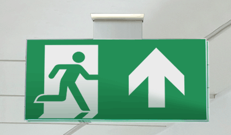 [SECET32SC] SECET32SC - segnale vetro CRYSTAL sospesa uscita emergenza avanti EN ISO 7010