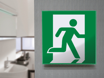 [SECET33A] SECET33A - segnale vetro CRYSTAL monofacciale uscita emergenza EN ISO 7010