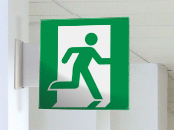 [SECET33BA] SECET33BA - segnale vetro CRYSTAL bifacciale uscita emergenza EN ISO 7010