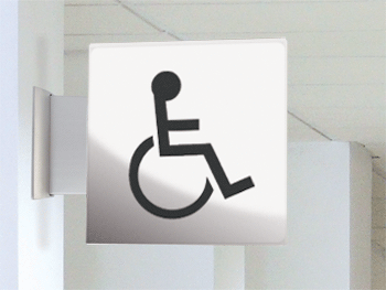 [SECT34BA] SECT34BA - segnale in vetro CRYSTAL a bandiera bifacciale 150x150 piu'simbolo