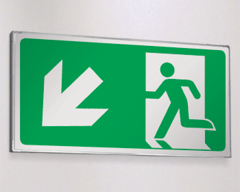 [SEME715107N] SEME715107N - Segnale all. Metal monofacciale Uscita emergenza sx basso EN ISO 7010