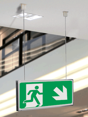 [SEME715108SM] SEME715108SM - segnale METAL sospesa bifacciale Uscita Emergenza ds bas.EN ISO 7010