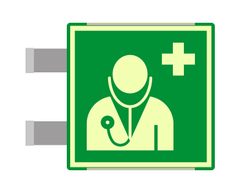 [SEMLE15118BAC] SEMLE15118BAC - targa bifacciale fotoluminescente METAL Presidio medico EN ISO 7010