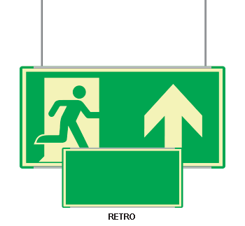 [SEMLE715103SMC] SEMLE715103SMC - targa bifacciale fotoluminescente METAL sospeso Uscita emergenza Nord