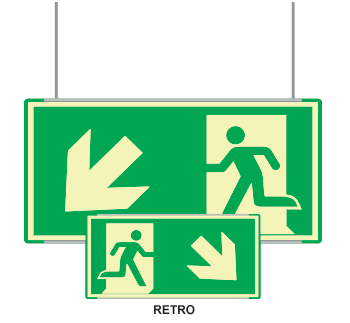 [SEMLE715107SNC] SEMLE715107SNC - Segnale luminescente Metal VERDE sospesa Uscita emergenza SO ISO 7010