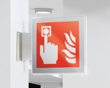 [SEPE15117BW] SEPE15117BW - targa Plexi bifacciale Allarme antincendio EN ISO 7010 F005