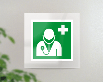 [SEPE15118FW] SEPE15118FW - targa Plexi monofacciale Dottore fiss.inv.EN ISO 7010 E009