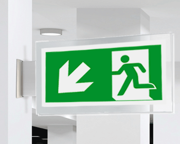 [SEPE715107BR] SEPE715107BR - targa PLexiglass bifacc. uscita emergenza sn basso EN ISO 7010 E001