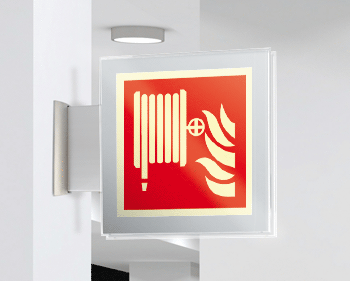 [SEPSE15115BW] SEPSE15115BW - targa Plexi bifacciale Lancia Antincendio EN ISO 7010 F002