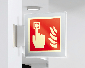 [SEPSE15117BW] SEPSE15117BW - targa Plexi bifacciale  Allarme Antincendio EN ISO 7010 F005