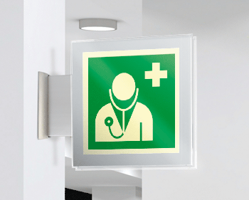 [SEPSE15118BW] SEPSE15118BW - targa Plexi bifacciale Personale medico EN ISO 7010 E009