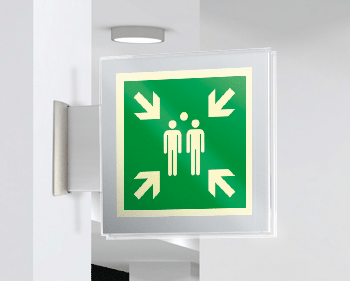 [SEPSE15180BW] SEPSE15180BW - targa Plexi bifacciale Punto di raccolta EN ISO 7010 E007