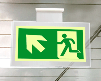 [SEPSE715105SR] SEPSE715105SR - targa PLexiglass sospesa  uscita emerg. sn alto EN ISO 7010 E001