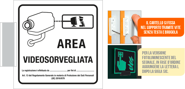 [SIC5008BG] SIC5008BG - sistema COLORFIX GRIGIO bifacciale Area videosorvegliata (agg.GDPR)