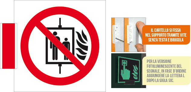 [SICE1347BA] SICE1347BA - sistema COLORFIX ROSSO bifacciale Vietato Uso Ascensore EN ISO 7010