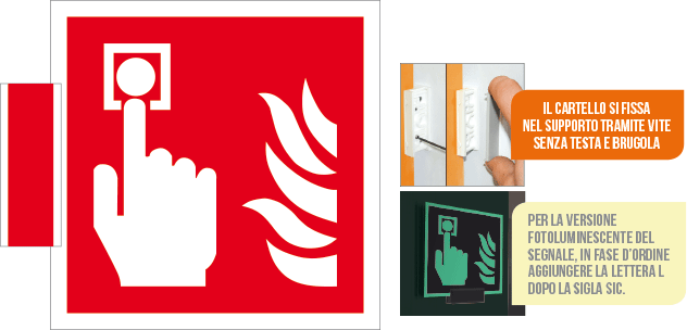 [SICE15117BA] SICE15117BA - sistema COLORFIX ROSSO bifacciale Pulsante Antincendio EN ISO 7010