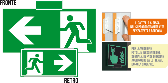 [SICE715101SN] SICE715101SN - sistema COLORFIX VERDE bifacciale sospesa Uscita Emergen. sx ISO 7010