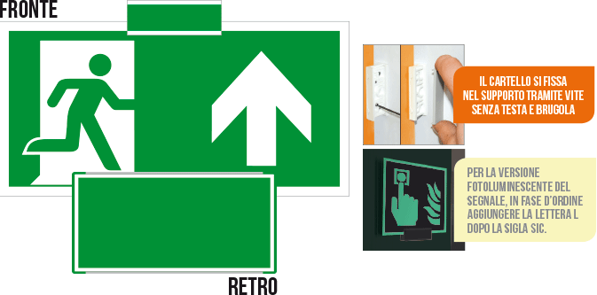 [SICE715103SN] SICE715103SN - sistema COLORFIX VERDE bifacciale sospesa Uscita Emerg. Nord ISO 7010
