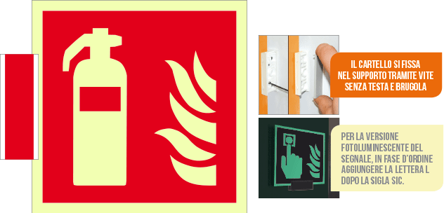 [SICLE15107BG] SICLE15107BG - sistema COLORFIX ROSSO bifacciale luminescente Estintore EN ISO 7010