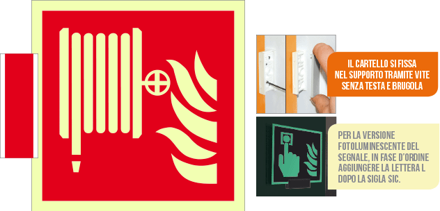 [SICLE15115BG] SICLE15115BG - sistema COLORFIX ROSSO bifacciale luminescente Lancia Antinc. ISO 7010