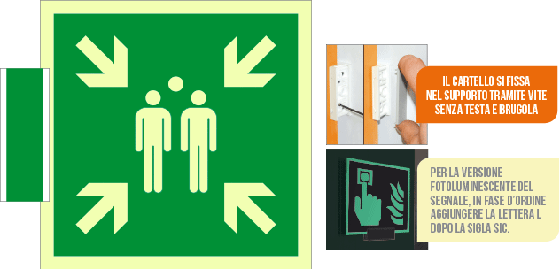 [SICLE15180BA] SICLE15180BA - sistema COLORFIX VERDE bifacc.luminescente Punto D'Incontro ISO 7010