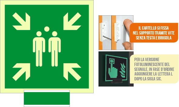 [SICLE15180G] SICLE15180G - sistema COLORFIX VERDE monofacc.luminescente Punto D'Incontro ISO 7010