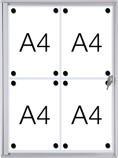 [SMBT34] SMBT34 - Bacheca per interni retro in lamiera magnetica per 4 fogli A4