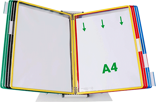 [SMCA109] SMCA109 - leggio da tavolo con 10 buste formato A4 colori assortiti