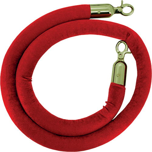 [TDVC161] TDVC161 - cordone liscio in velluto rosso con gancio ottone x colonnine ottone