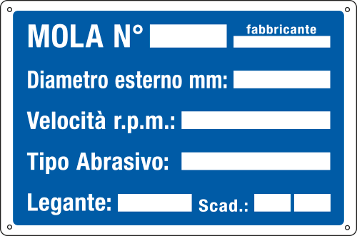 [2627] 2627 - Cartello informazione Mola N.Diametro Velocità