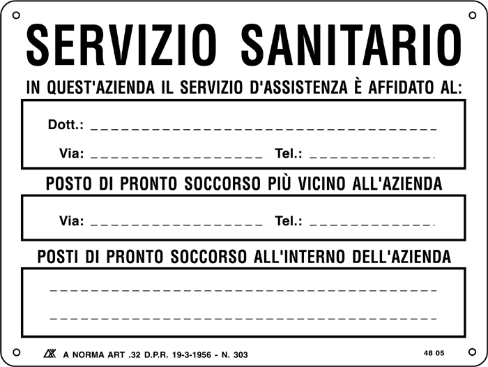 [3305] 3305 - Cartello tabella SERVIZIO SANITARIO