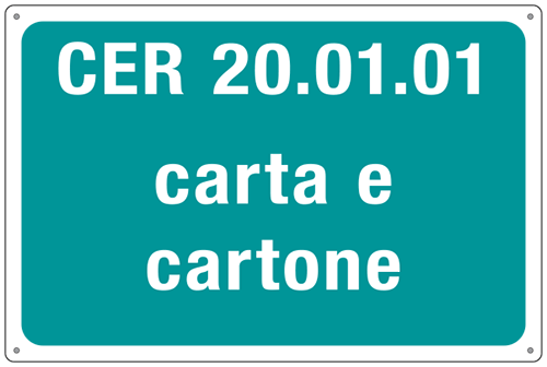 [3411] 3411 - cartello alluminio rifiuti speciali CER 20.01.01