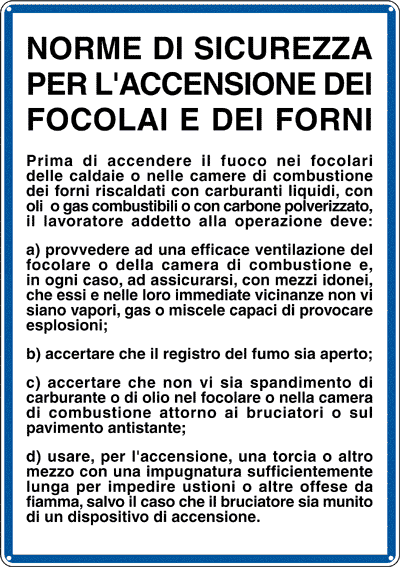 [3608] 3608 - Cartello NORME ACCENSIONE FOCOLARI E FORNI
