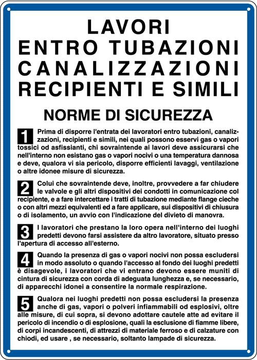 [3620] 3620 - Cartello NORME per lavori ENTRO TUBAZ.ecc.