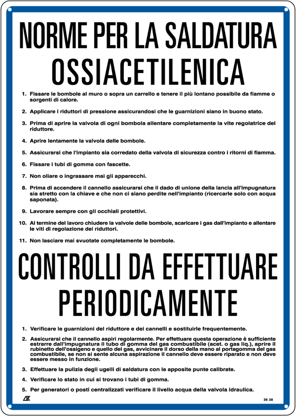 [3638] 3638 - Cartello NORME PER SALDATURA OSSIACETILEN.