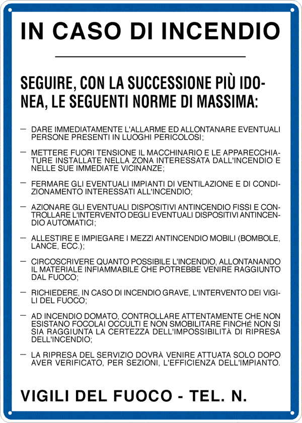[3649] 3649 - Cartello NORME COMPORTAMENTO CASO INCENDIO