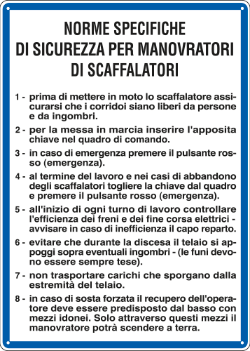 [3748] 3748 - Cartello NORME PER MANOVRATORI SCAFFALATORI