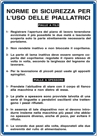 [3751] 3751 - Cartello NORME USO PIALLATRICI