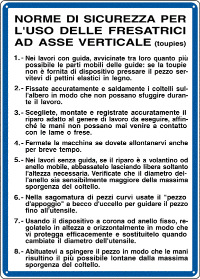 [3754] 3754 - Cartello NORME USO FRESATRICI ASSE VERTIC.
