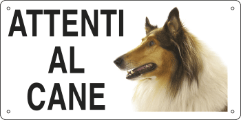[8506] 8506 - Cartello ATTENTI AL CANE (collie)
