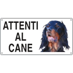 [8528] 8528 - Cartello ATTENTI AL CANE (setter gordon)