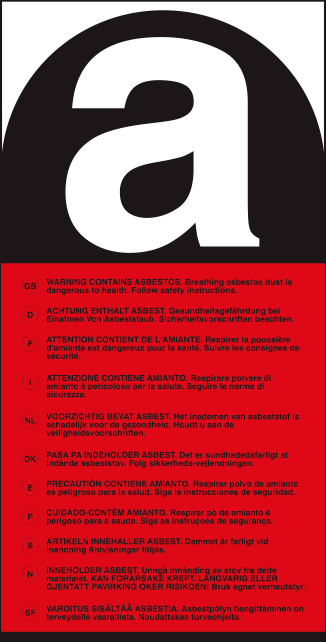 [9722] 9722 - Etichetta adesiva polilingue attenzione amianto