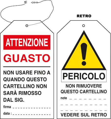 [9813] 9813 - Cartello avvertimento  ATTENZIONE GUASTO