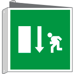 [15150BIW] 15150BIW - cartello sicurezza bifacciale PU simbolo emergenza basso