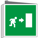 [15153BIY] 15153BIY - cartello bifacciale uscita emergenza destra
