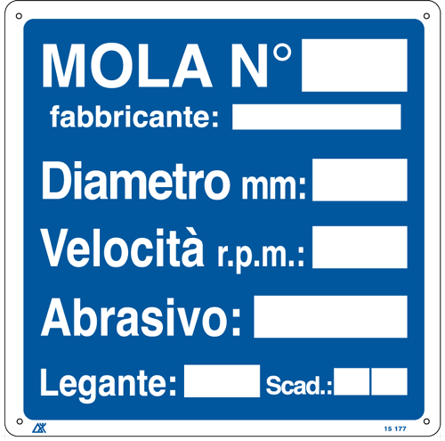 [15177X] 15177X - Cartello informazione MOLA N diametro velocita'