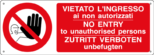 [18056K] 18056K - Cartello divieto vietato l'ingresso (3 lingue)
